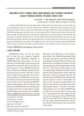 Nghiên cứu chỉnh sửa gen bằng hệ thống CRISPR/Cas9 trong dòng tế bào ung thư