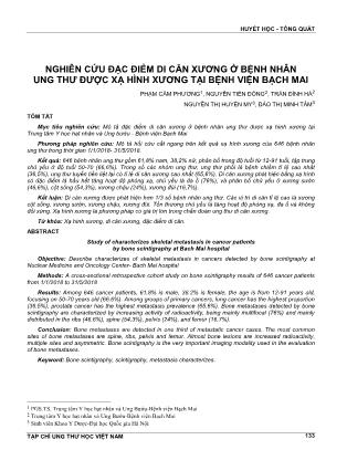 Nghiên cứu đặc điểm di căn xương ở bệnh nhân ung thư được xạ hình xương tại Bệnh viện Bạch Mai