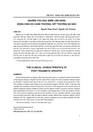Nghiên cứu đặc điểm lâm sàng động kinh do chấn thương, vết thương sọ não Nghiên cứu đặc điểm lâm sàng động kinh do chấn thương, vết thương sọ não