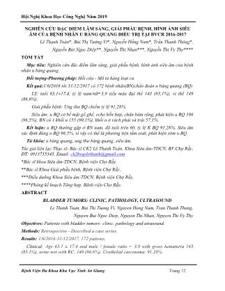 Nghiên cứu đặc điểm lâm sàng, giải phẫu bệnh, hình ảnh siêu âm của bệnh nhân u bàng quang điều trị tại BVCR 2016-2017