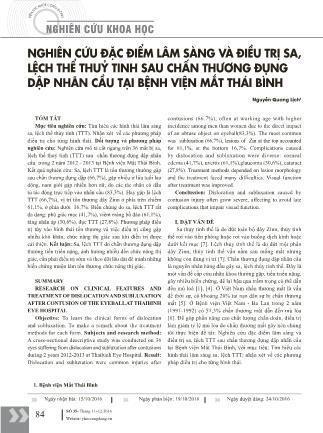 Nghiên cứu đặc điểm lâm sàng và điều trị sa, lệch thể thuỷ tinh sau chấn thương đụng dập nhãn cầu tại bệnh viện mắt Thái Bình