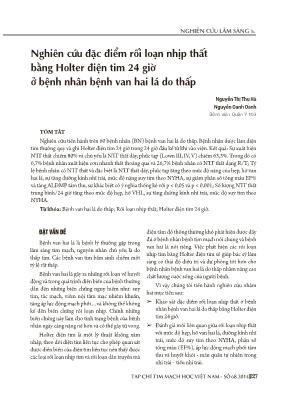 Nghiên cứu đặc điểm rối loạn nhịp thất bằng Holter điện tim 24 giờ ở bệnh nhân bệnh van hai lá do thấp