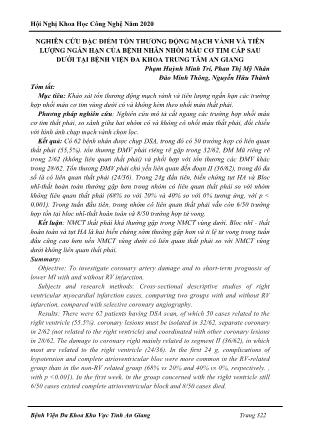 Nghiên cứu đặc điểm tổn thương động mạch vành và tiên lượng ngắn hạn của bệnh nhân nhồi máu cơ tim cấp sau dưới tại Bệnh viện Đa khoa Trung tâm An Giang