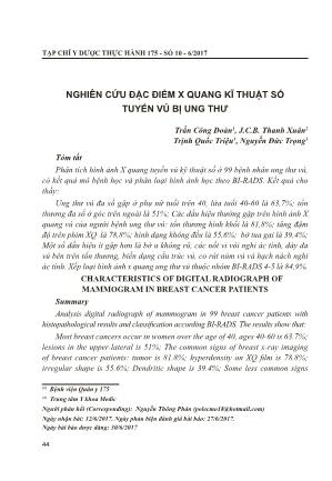 Nghiên cứu đặc điểm X quang kĩ thuật số tuyến vú bị ung thư