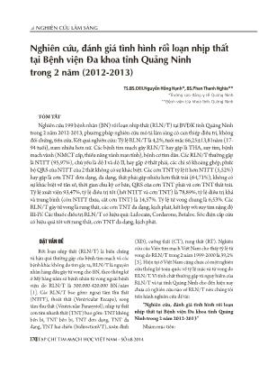 Nghiên cứu, đánh giá tình hình rối loạn nhịp thất tại Bệnh viện Đa khoa tỉnh Quảng Ninh trong 2 năm (2012-2013)
