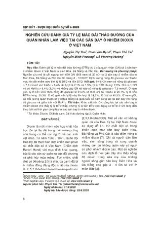 Nghiên cứu đánh giá tỷ lệ mắc đái tháo đường của quân nhân làm việc tại các sân bay ô nhiễm dioxin ở Việt Nam