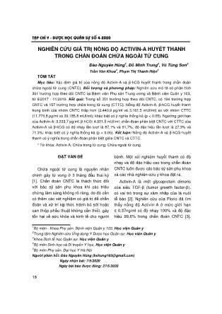 Nghiên cứu giá trị nồng độ Activin-A huyết thanh trong chẩn đoán chửa ngoài tử cung