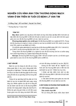 Nghiên cứu hình ảnh tổn thương động mạch vành ở bn trên 50 tuổi có bệnh lý van tim