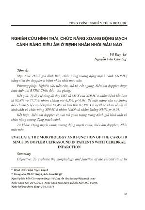 Nghiên cứu hình thái, chức năng xoang động mạch cảnh bằng siêu âm ở bệnh nhân nhồi máu não