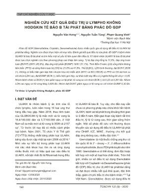 Nghiên cứu kết quả điều trị u lympho không Hodgkin tế bào B tái phát bằng phác đồ GPD