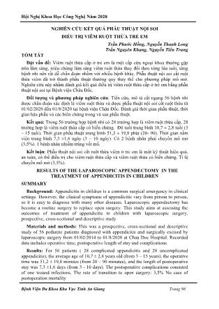 Nghiên cứu kết quả phẫu thuật nội soi điều trị viêm ruột thừa trẻ em