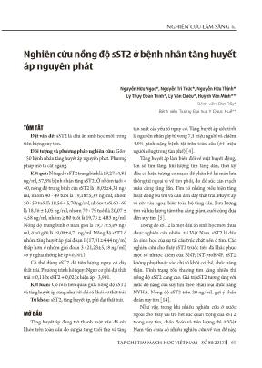 Nghiên cứu nồng độ sST2 ở bệnh nhân tăng huyết áp nguyên phát