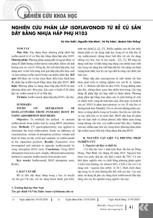Nghiên cứu phân lập Isoflavonoid từ rễ củ sắn dây bằng nhựa hấp phụ H103 Nghiên cứu phân lập Isoflavonoid từ rễ củ sắn dây bằng nhựa hấp phụ H103