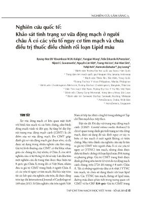 Nghiên cứu quốc tế: Khảo sát tình trạng xơ vữa động mạch ở người châu á có các yếu tố nguy cơ tim mạch và chưa điều trị thuốc điều chỉnh rối loạn lipid máu