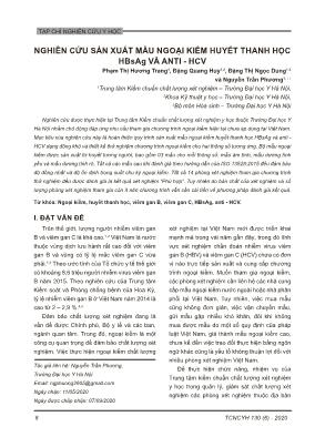 Nghiên cứu sản xuất mẫu ngoại kiểm huyết thanh học HBsAg và ANTI - HCV Nghiên cứu sản xuất mẫu ngoại kiểm huyết thanh học HBsAg và ANTI - HCV
