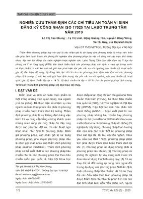 Nghiên cứu thẩm định các chỉ tiêu an toàn vi sinh đăng ký công nhận ISO 17025 tại Labo trung tâm năm 2019