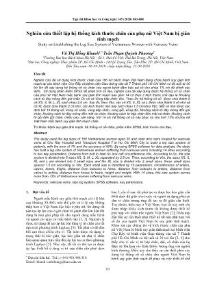 Nghiên cứu thiết lập hệ thống kích thước chân của phụ nữ Việt Nam bị giãn tĩnh mạch