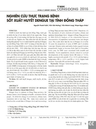 Nghiên cứu thực trạng bệnh sốt xuất huyết dengue tại tỉnh Đồng Tháp