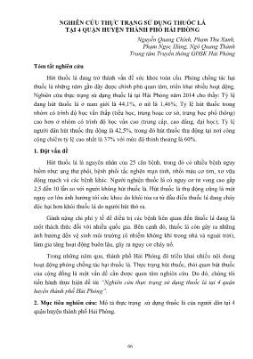 Nghiên cứu thực trạng sử dụng thuốc lá tại 4 quận huyện thành phố Hải Phòng