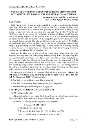 Nghiên cứu tình hình kê đơn thuốc trong điều trị ngoại trú tại Bệnh viện Đa khoa khu vực tỉnh An Giang năm 2020