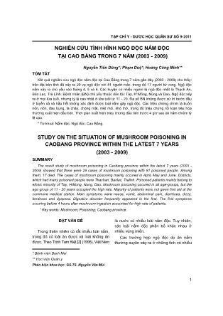 Nghiên cứu tình hình ngộ độc nấm độc tại Cao Bằng trong 7 năm (2003-2009) Nghiên cứu tình hình ngộ độc nấm độc tại Cao Bằng trong 7 năm (2003-2009)