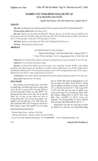 Nghiên cứu tình hình tăng huyết áp của người cao tuổi Nghiên cứu tình hình tăng huyết áp của người cao tuổi