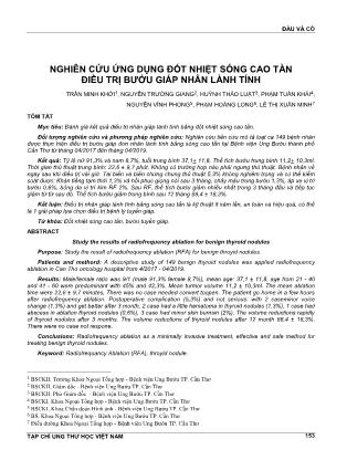 Nghiên cứu ứng dụng đốt nhiệt sóng cao tần điều trị bướu giáp nhân lành tính