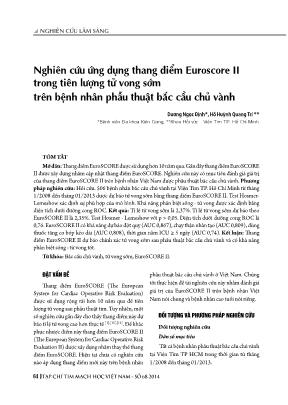 Nghiên cứu ứng dụng thang điểm Euroscore II trong tiên lượng tử vong sớm trên bệnh nhân phẫu thuật bắc cầu chủ vành