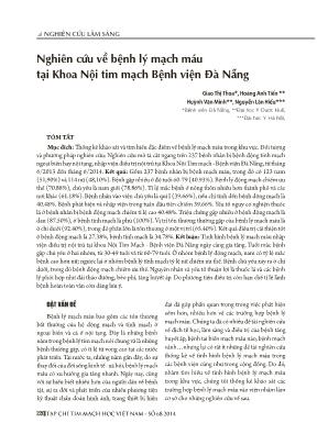 Nghiên cứu về bệnh lý mạch máu tại Khoa Nội tim mạch Bệnh viện Đà Nẵng