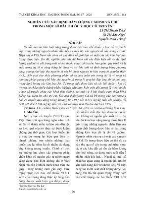 Nghiên cứu xác định hàm lượng cadimi và chì trong một số bài thuốc y học cổ truyền