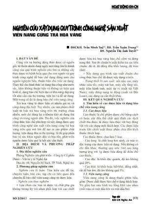 Nghiên cứu xây dựng quy trình công nghệ sản xuất viên nang cứng trà hoa vàng Nghiên cứu xây dựng quy trình công nghệ sản xuất viên nang cứng trà hoa vàng