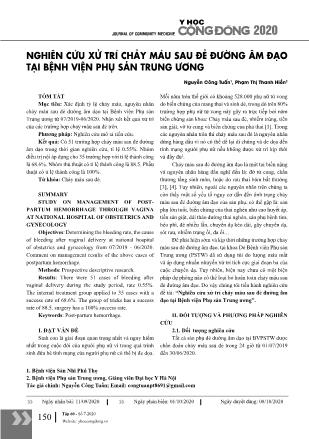 Nghiên cứu xử trí chảy máu sau đẻ đường âm đạo tại Bệnh viện Phụ sản Trung Ương