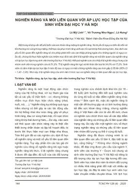 Nghiến răng và mối liên quan với áp lực học tập của sinh viên Đại học Y Hà Nội