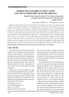 Nghiện trò chơi điện tử trực tuyến của trẻ vị thành niên tại Hà Nội năm 2019