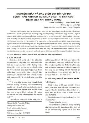 Nguyên nhân và đặc điểm suy hô hấp do bệnh thần kinh cơ tại khoa điều trị tích cực, Bệnh viện Nhi Trung Ương