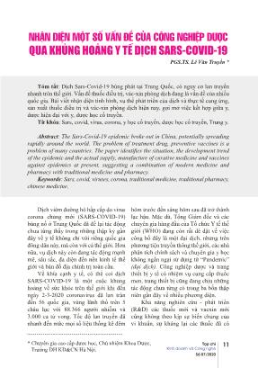 Nhận diện một số vấn đề của công nghiệp dược qua khủng hoảng y tế dịch SARS-COVID-19