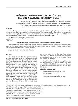 Nhân một trường hợp cắt cổ tử cung tận gốc ngả bụng: tổng hợp y văn Nhân một trường hợp cắt cổ tử cung tận gốc ngả bụng: tổng hợp y văn