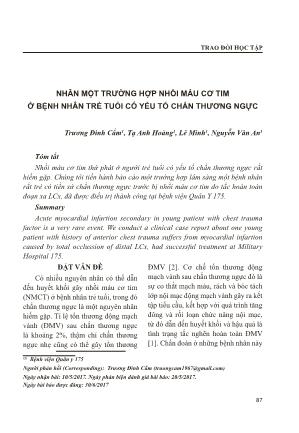 Nhân một trường hợp nhồi máu cơ tim ở bệnh nhân trẻ tuổi có yếu tố chấn thương ngực