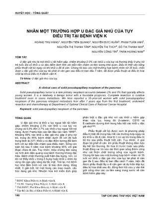 Nhân một trường hợp u đặc giả nhú của tụy điều trị tại Bệnh viện K