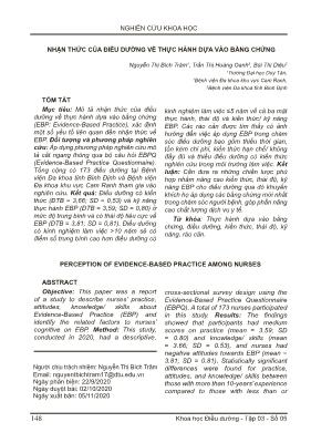 Nhận thức của điều dưỡng về thực hành dựa vào bằng chứng