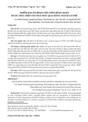 Nhiễm khuẩn bệnh viện trên bệnh nhân được thực hiện oxy hoá máu qua màng ngoài cơ thể