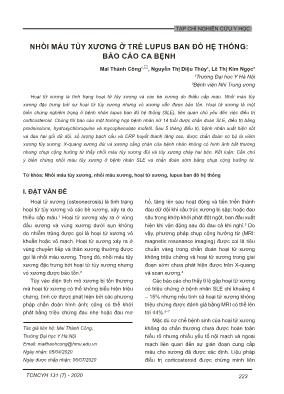 Nhồi máu tủy xương ở trẻ lupus ban đỏ hệ thống: Báo cáo ca bệnh