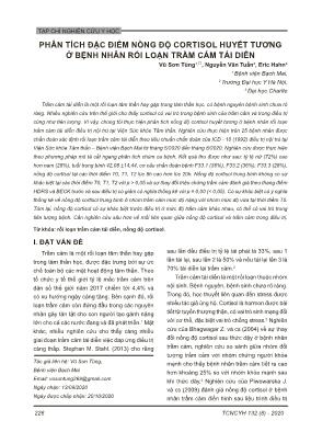 Phân tích đặc điểm nồng độ cortisol huyết tương ở bệnh nhân rối loạn trầm cảm tái diễn