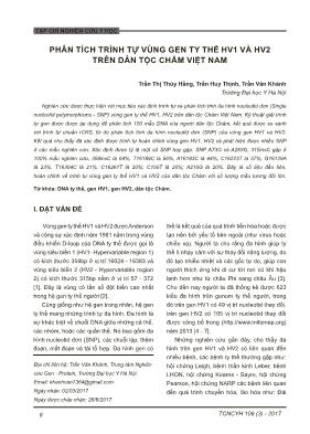 Phân tích trình tự vùng gen ty thể HV1 và HV2 trên dân tộc Chăm Việt Nam