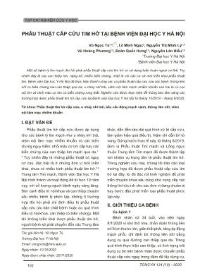 Phẫu thuật cấp cứu tim hở tại Bệnh viện Đại học Y Hà Nội