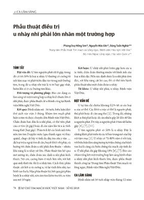 Phẫu thuật điều trị u nhày nhĩ phải lớn nhân một trường hợp Phẫu thuật điều trị u nhày nhĩ phải lớn nhân một trường hợp