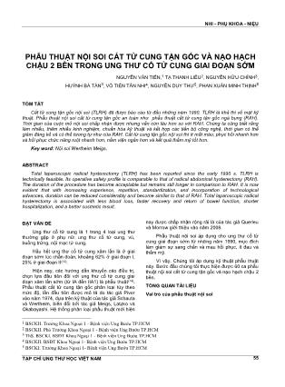Phẫu thuật nội soi cắt tử cung tận gốc và nạo hạch chậu 2 bên trong ung thư cổ tử cung giai đoạn sớm