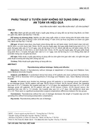Phẫu thuật u tuyến giáp không sử dụng dẫn lưu: an toàn và hiệu quả