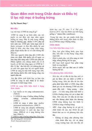 Quan điểm mới trong Chẩn đoán và Điều trị U lạc nội mạc ở buồng trứng