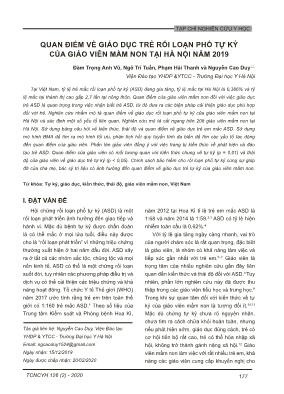 Quan điểm về giáo dục trẻ rối loạn phổ tự kỷ của giáo viên mầm non tại Hà Nội năm 2019